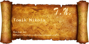 Tomik Nikola névjegykártya